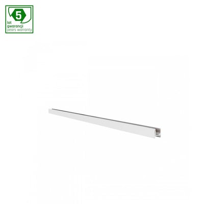 Hvid SpectrumLED SHIFT skinne i aluminium, 1000 mm lang og 28 mm dyb, med 5 års garanti-logo.