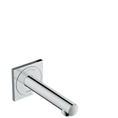 AXOR berøringsfri batteri i krom med 165mm tud til vægmontering, viser den blanke messingoverflade og elektroniske sensor.