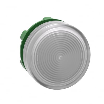 Schneider Electric ZB5 LED lampehoved i hvid, 22mm diameter, med riflet linse, ideel til stærkt lys.