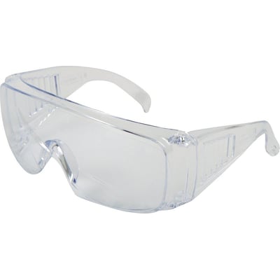 Klar sikkerhedsbrille i polycarbonat med sidebeskyttelse, velegnet som gæstebrille og ridsefast.