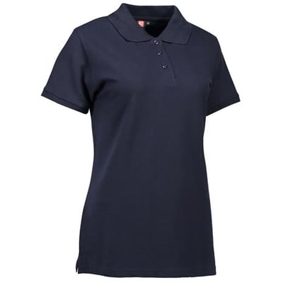Mørkeblå ID Identity poloshirt til damer i piquékvalitet med stretch og tre tone i tone-knapper ved stolpen.