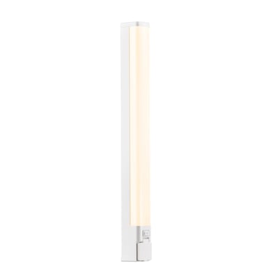 Produktbillede af Nordlux Sjaver LED lampe, hvid, vist lodret med lysende front og kontakt nederst.