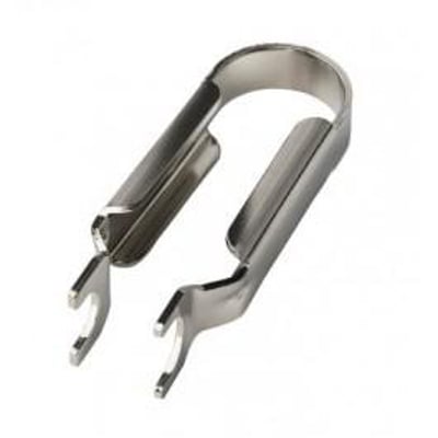 VSH demontageværktøj til 10 mm Tectite fittings, lavet af rustfrit stål med et U-formet design og to gaffelformede ender.