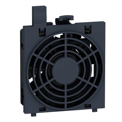 Schneider Electric ventilator til ATV340 frekvensomformere, 5,5-7,5kW, mørkegrå plast og hvid baggrund.