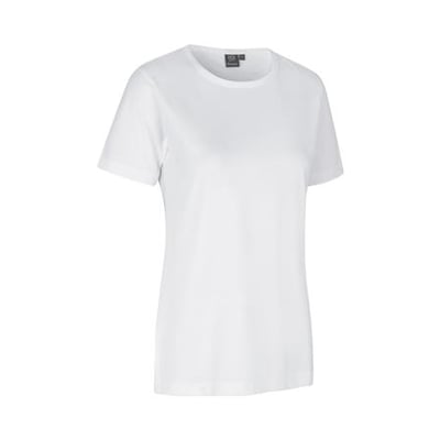 ID Identity T-shirt dame pro i hvid, str. 2XL med rund hals og let figursyet pasform, vist på hvid baggrund.