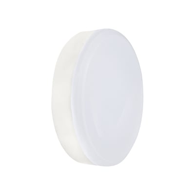 V-TAC Vt-207 LED pære med GX53 fatning, 6.4W, 3000K, hvid plastskærm og hvid baggrund.