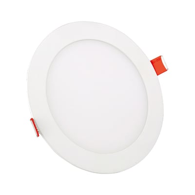 Rundt, hvidt V-TAC LED-indbygningspanel på 18 W med CCT 3-i-1 og røde monteringsclips.
