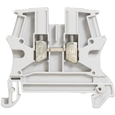 Legrand Viking 3 rækkeklemme til din-skinne, grå, med 4 mm² ledertværsnit og 6 mm bredde.