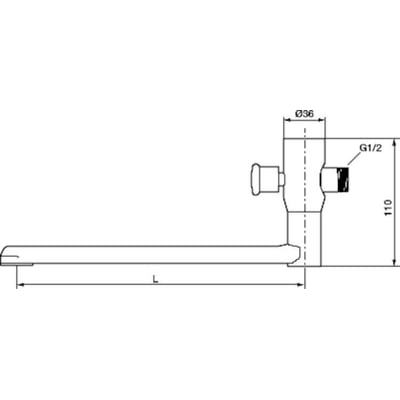 Teknisk tegning af FMM 9000E trækomskifter med 350 mm tud, viser dimensioner som G1/2 og højde 110 mm.