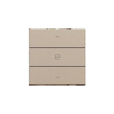 Niko motortryk i champagnefarve, enkelt design med tre knapper til op, stop/program og ned.