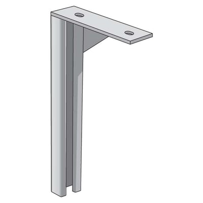Schneider Electric Loftpendel 2FPK-300 FZV i varmgalvaniseret stål, 300mm bred, vist med en vinkel og monteringshuller.