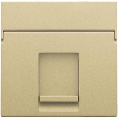 Niko afdækning til dataudtag i beige plast med 1x RJ45 port og integreret låge med tekstfelt, fremstår stilfuld og funktionel.