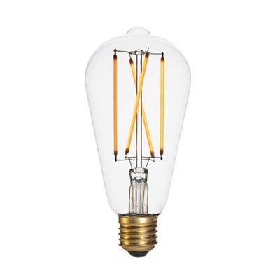 DANLAMP Edison LED-lyskilde med klar, dråbeformet pære, synlige LED-filamenter og E27-fatning, 4 W.