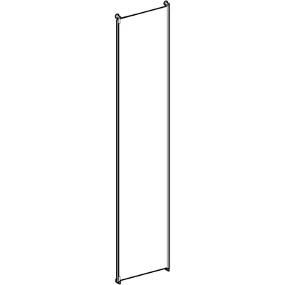 Tegning af Contura Shower RD NKH/NVH brusevæg, der illustrerer designet med 90 cm bredde og hvide profiler.