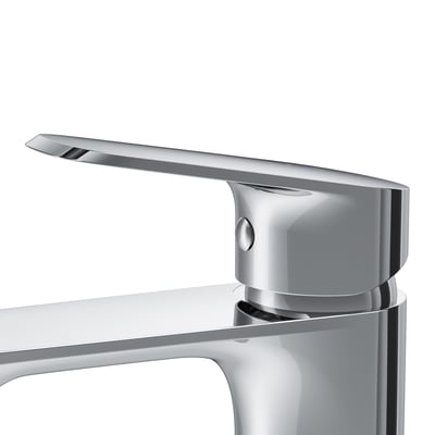 AM.PM Func håndvaskarmatur med et elegant 1-grebs design i blank krom overflade af messing.