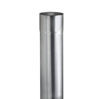 VMZINC BZ-nedløbsrør i zink med sølvgrå overflade og åben, rund ende; røret har 87 mm diameter og er 3 meter langt.