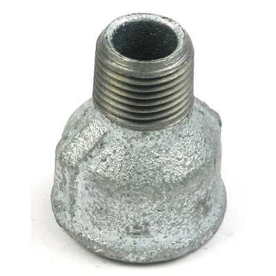 Unico galvaniseret spidsmuffe med 3/4 tommer ydre gevind og 1/2 tommer indre gevind. Fremstillet i blødstøbt jern.