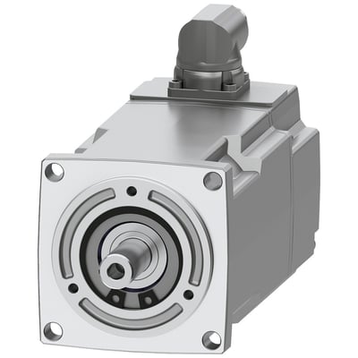 Siemens SIMOTICS S-1FK2 HD servomotor med cylindrisk aksel, monteringsflange og drejelig stikforbindelse, 0,64 Nm moment.