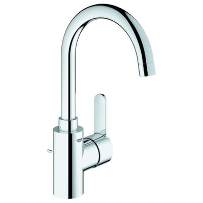 Grohe Eurostyle Cosmopolitan håndvaskarmatur i krom med høj, buet C-tud, 1-grebsbetjening og løftestang.