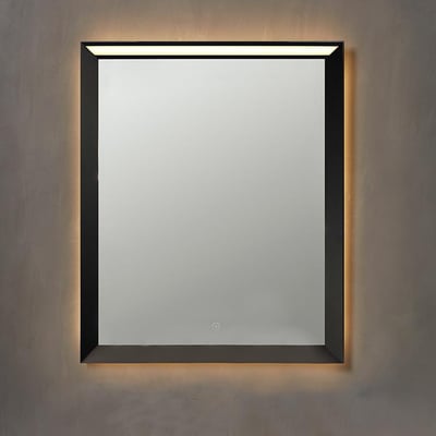 Elegant Verona spejl med galleriramme, 60x75 cm, med indbygget justerbar topbelysning og baggrundslys.