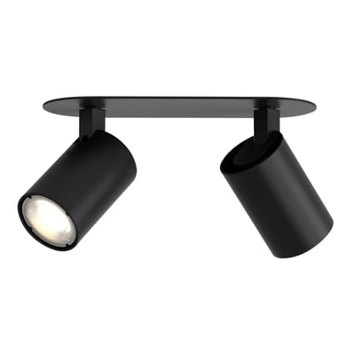 Astro Lighting Ascoli Twin indbygningsspot i mat sort med to kipbare spot, hvor det ene lyser.