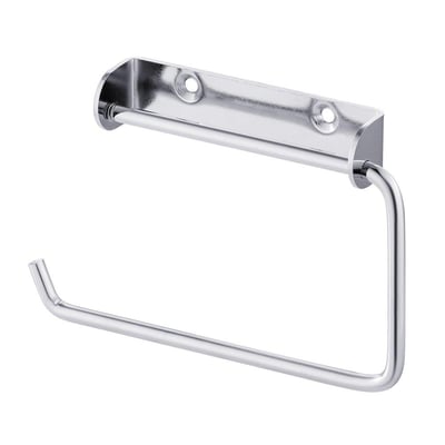 Unico forkromet papirholder med bagplade og simpel bøjle til nem rulleskift, bredde 120mm, højde 85mm.