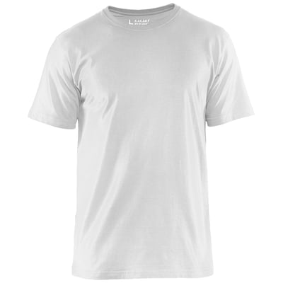 Blåkläder Workwear hvid T-shirt i størrelse L, fremstillet af 100% bomuld, vist forfra uden detaljer på hvid baggrund.