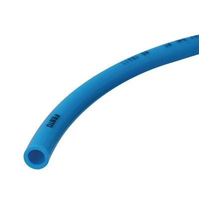 Festo trykluftslange PEN 4x0,75 i blå polyethylen med synligt mærke og dimensioner.
