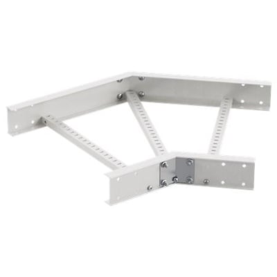 Mita hjørnestykke 45° til LM100 systemet, 600 mm langt og udført i hvid PC1 materiale, vist fra siden.