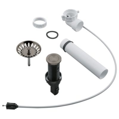 Grohe afløbssæt til køkkenvask med 35mm diameter i børstet hard graphite, komplet med pop-up bundventil og strainer.