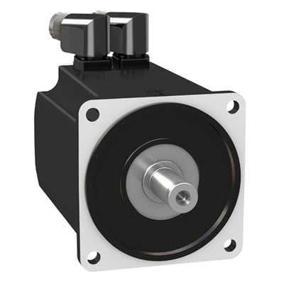 Schneider Electric Servomotor MH3 140 med 11,1Nm moment og 3000rpm, vist med monteringsflange og aksel.