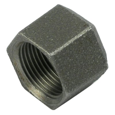 Unico slutmuffe 2" i sort metal, med synligt indvendigt cylindrisk gevind.