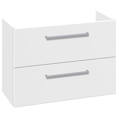 Dansani vaskeskab med 2 skuffer i hvid mat, 80x57,6x35 cm, med moderne sølvfarvede greb og soft close funktion.