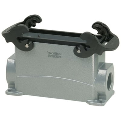 Procon sokkelhus B16, 68mm højt, lavet af pulverlakeret aluminium med 2xM25 forskruninger og sorte låsebøjler.