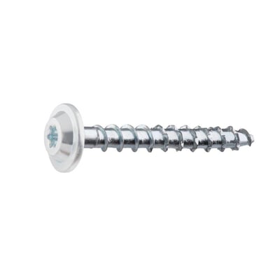 Grabber MTX betonskrue på 40 mm med sølvfarvet, groft gevind, spids og bredt hoved med TX20-kærv.