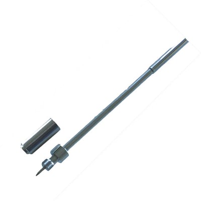 Teleskopmagnet med ridsefunktion i pencil-design, med en spids og et aftageligt hætte.