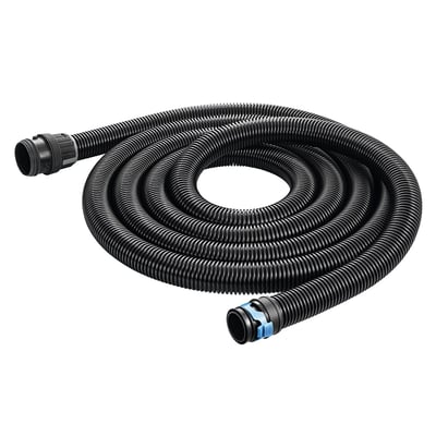 Baier antistatisk støvsugerslange på 5 meter med Ø40 mm, vist i en cirkulær form med klikkobling i begge ender.