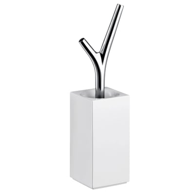 Axor Massaud toiletbørsteholder i krom og hvid, gulvstående model med stilrent design.