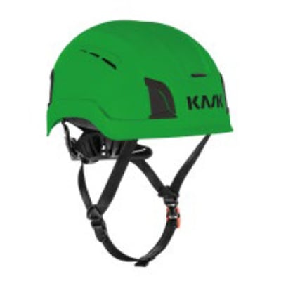 Grøn Kask Zenith X Max Air sikkerhedshjelm set fra siden med sorte detaljer og sort hagerem.