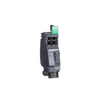 Schneider Electric MN spole til 415V AC/DC, der muliggør fjernudkobling af NSXm og PP-B systemer.