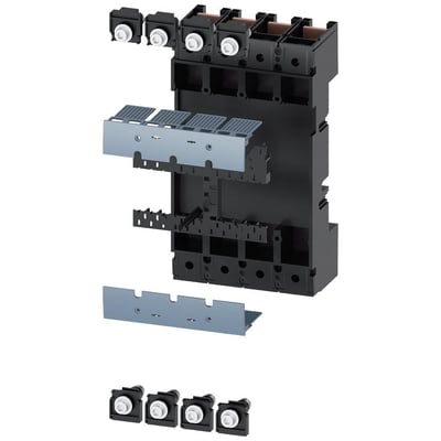 Siemens 3VA9 plug-in enhed, 4-polet, komplet sæt, isolerede terminalforbindelser og monteringsramme.