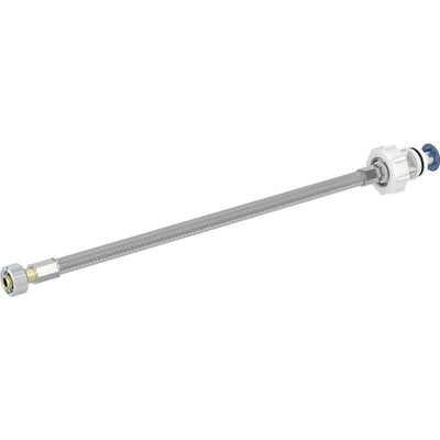 Geberit type 383 tilslutningsslange med grå, flettet slange og fittings i hver ende, 330 mm til Sigma12.