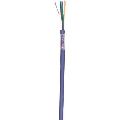 Fleksibelt multikabel LIYCY 2x0,25 SK med 4 farvekodede ledere og afskærmning, ideelt til datatransmission.