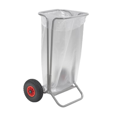 Ravendo affaldsvogn BBT 50 PUR med 10" punkterfrie hjul og monteret 110 liters affaldssæk.