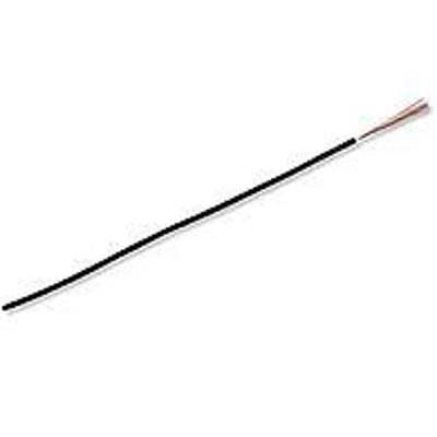 Lang, tynd sort ledning med synlig ende af kobbertråde.