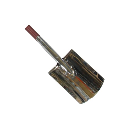Galax forkromet spade med et brunt håndtag, ideel til det første spadestik, fremstillet i krom og træ.
