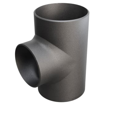 Grå P235GH tee med dimensioner 168,3/4,5 x 139,7/4 mm, fremstillet efter DIN 2615/EN 10253-2 standarden.