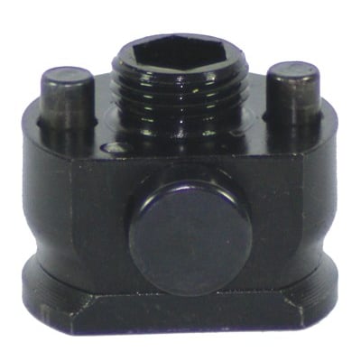 PRO-FIT Adapter Drill & Drop DDA2 i sort metal, med sekskantet udgang og to små stifter på toppen.