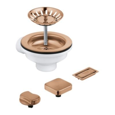 Grohe bundventil i børstet warm sunset kobberfinish til køkkenvask, 1 1/4", inklusive ristkurv og tilbehør.