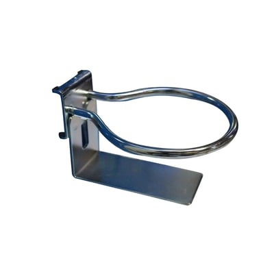 Ophæng til smørekande fra Maskinfabrikken Universal, fremstillet i blankt metal med en diameter på 80mm og en monteringsplade.